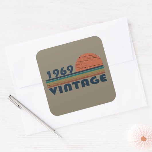 1969生まれ年のヴィンテージ誕生日 スクエアシール (封筒)