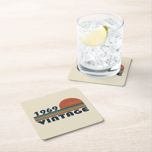 1969生まれ年のヴィンテージ誕生日 スクエアペーパーコースター (インサイチュ)