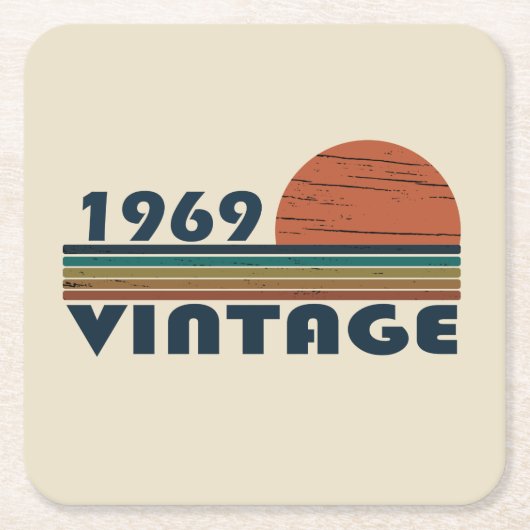 1969生まれ年のヴィンテージ誕生日 スクエアペーパーコースター (正面)