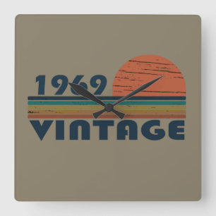 1969生まれ年のヴィンテージ誕生日 スクエア壁時計