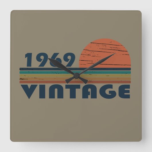 1969生まれ年のヴィンテージ誕生日 スクエア壁時計 (正面)
