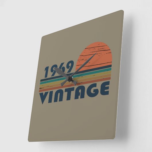 1969生まれ年のヴィンテージ誕生日 スクエア壁時計 (傾斜)