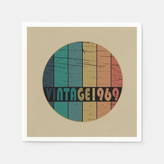 1969生まれ年のヴィンテージ誕生日 スタンダードカクテルナプキン (正面)