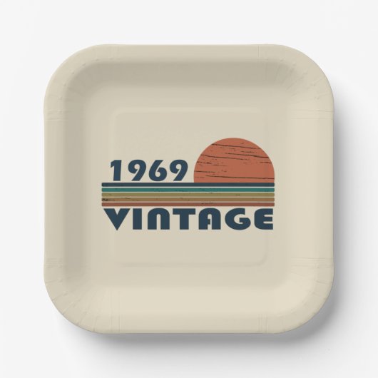 1969生まれ年のヴィンテージ誕生日 ペーパープレート (正面)