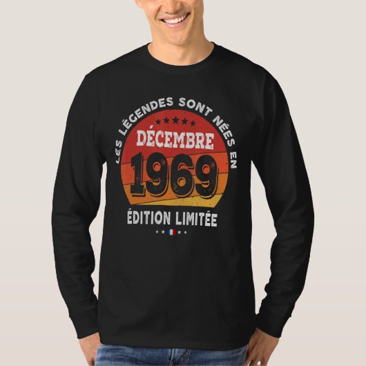 1969生まれ年12月のレジェンド53誕生日53年 Tシャツ (正面)