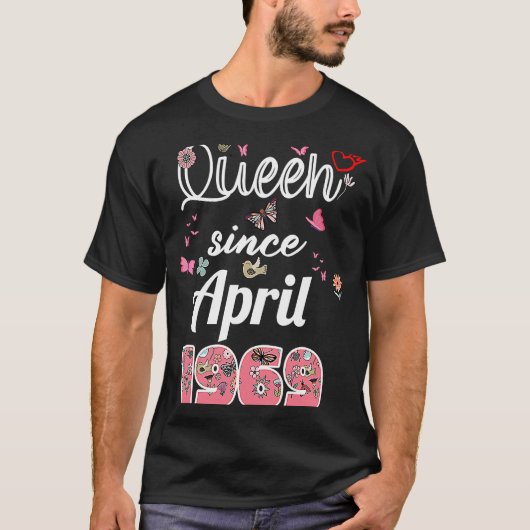 1969素晴らし年4月以来、花1969年4月生まれ Tシャツ (正面)