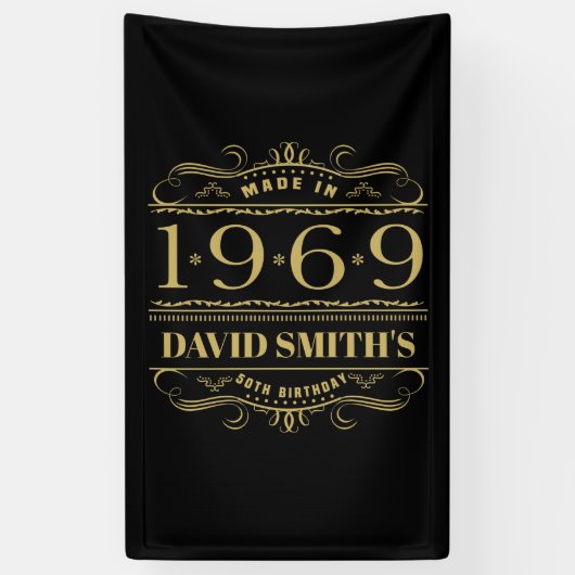 1969 パーソナライズされた 50番目の誕生日 横断幕 (縦)