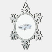 1969 Chevy Camaro Baby Blueと白ストライプ色 スノーフレークピューターオーナメント (右)