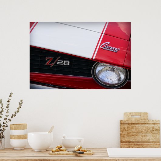 1969 Chevy Camaro Z/28赤 ポスター (キッチン)
