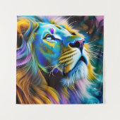 196.ネコの王ライオン タペストリー (正面)