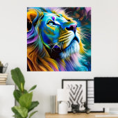 196.ネコの王ライオン ポスター (ホームオフィス)