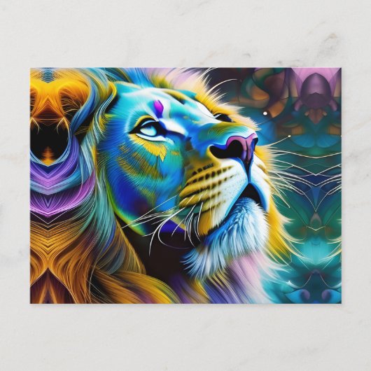 196.ネコの王ライオン ポストカード (正面)