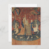 196.レディと一角獣(ユニコーン):『聞く』 ポストカード (正面/裏面)