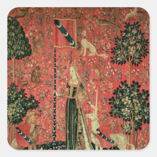 196.レディと一角獣（ユニコーン）: 「Touch」 スクエアシール (正面)