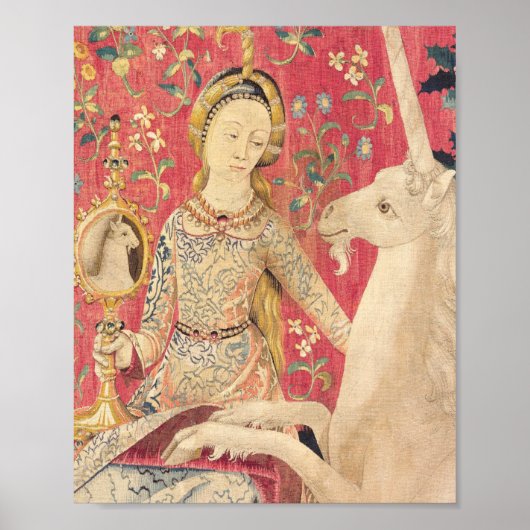 196.女性と一角獣(ユニコーン)の光景 ポスター (正面)