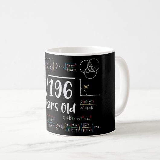 196 14誕生日14歳のギフトの平方根 コーヒーマグカップ (正面右)