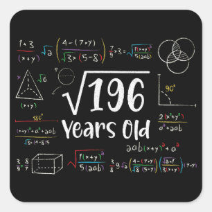 196 14誕生日14歳のギフトの平方根 スクエアシール