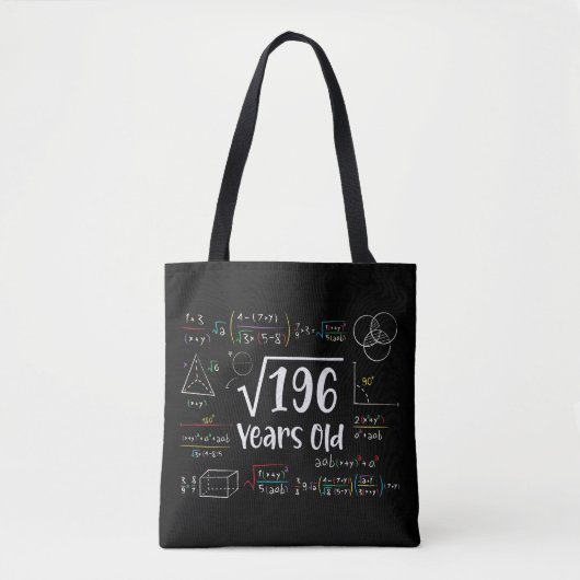 196 14誕生日14歳のギフトの平方根 トートバッグ (正面)