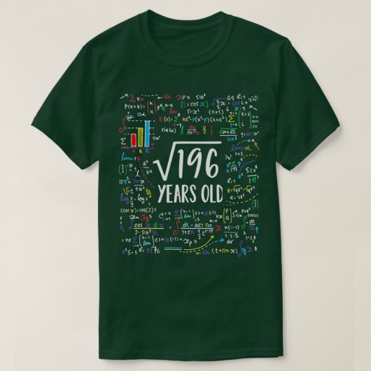 196 14誕生日14歳のギフトの平方根 Tシャツ (デザイン正面)