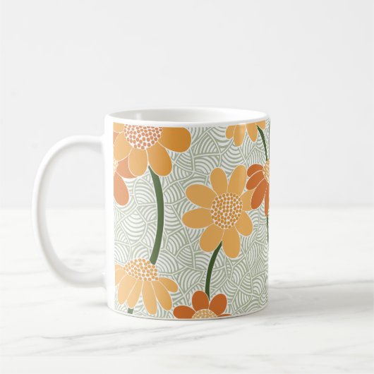 1970かわいらし年代のレトロな消音の花 コーヒーマグカップ (左)