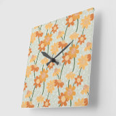 1970かわいらし年代のレトロな消音の花 スクエア壁時計 (傾斜)