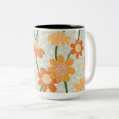 1970かわいらし年代のレトロな消音の花 ツートーンマグカップ (正面右)
