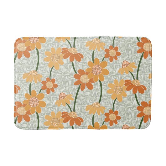 1970かわいらし年代のレトロな消音の花 バスマット (正面)