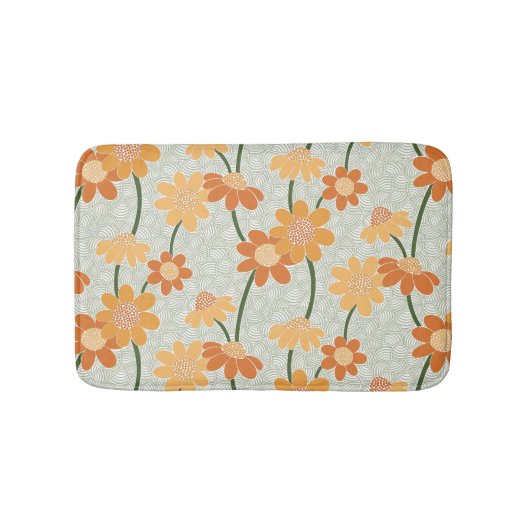 1970かわいらし年代のレトロな消音の花 バスマット (正面)