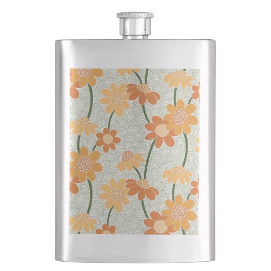 1970かわいらし年代のレトロな消音の花 フラスク (正面)