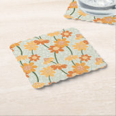 1970かわいらし年代のレトロな消音の花 ペーパーコースター (アングル)