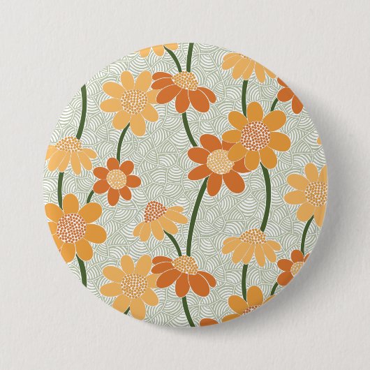 1970かわいらし年代のレトロな消音の花 缶バッジ (正面)