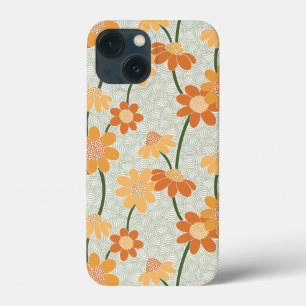 1970かわいらし年代のレトロな消音の花 iPhone 13 MINIケース