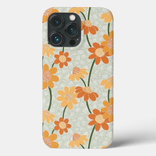 1970かわいらし年代のレトロな消音の花 iPhone 13 PROケース