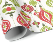 1970の赤と緑のスタイルクリスマスオーナメント ラッピングペーパー (ロールコーナー)