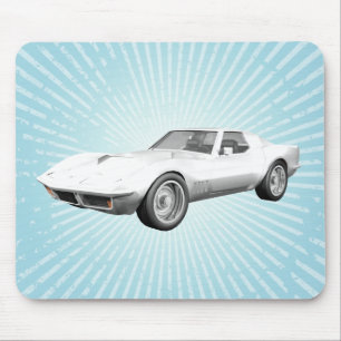 1970コルベットのスポーツカー:ホワイト仕上げ:マウスパッド マウスパッド
