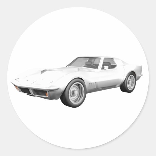 1970コルベットのスポーツカー：ホワイト仕上げ ラウンドシール (正面)