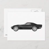 1970コルベットのスポーツカー：黒仕上げ ポストカード (正面/裏面)