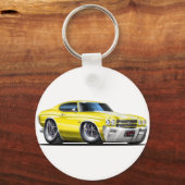 1970シボエルイエローホワイトカー キーホルダー (正面)