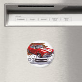 1970シヴェル赤 – 白の車 マグネット (インサイチュ (食洗機))