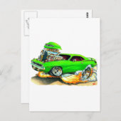 1970プリマスCudaグリーンカー ポストカード (正面/裏面)