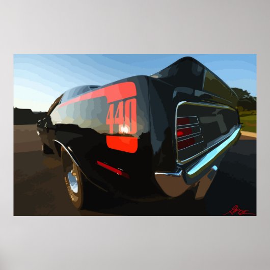 1970プリマス'Cuda 440アートプリントポスター(ベクトリズ) ポスター (正面)