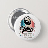 1970ヘッドフォン以降のヴィンテージ 缶バッジ (正面&裏面)