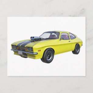 1970マッスルカーイエロー(ブラックストライプ) ポストカード