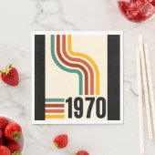 1970レトロストライプヴィンテージレインボーポスタースタイル スタンダードランチョンナプキン (インサイチュ)