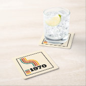 1970レトロヴィンテージポスター誕生日または懇親会 スクエアペーパーコースター (インサイチュ)