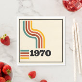 1970レトロヴィンテージポスター誕生日または懇親会 スタンダードランチョンナプキン (インサイチュ)