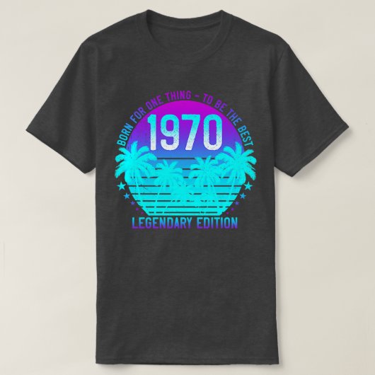 1970ヴィンテージ51誕生日エステティックサンセットパーム5 Tシャツ (デザイン正面)