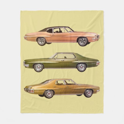 1970三筋車プリント フリースブランケット (正面)