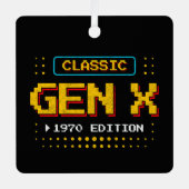 1970世代Xレトロゲーマークラシックゲーム誕生日 メタルオーナメント (正面)