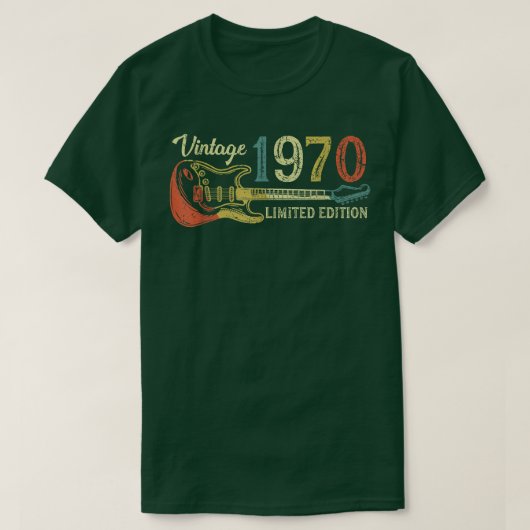 1970年おもしろい誕生日ギフト男性へギター恋人52日 Tシャツ (デザイン正面)